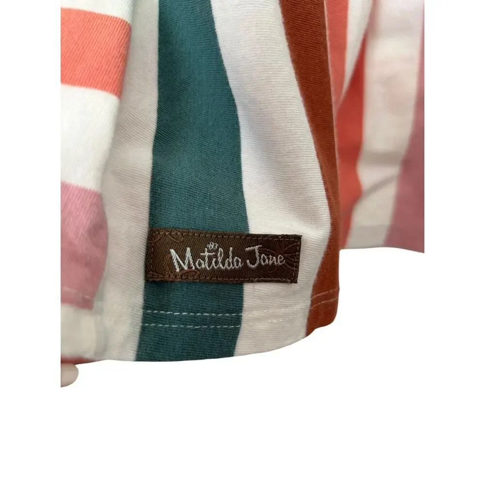 Matilda Jane Dress Girls Size Medium Multicolor Striped Knit Casual Sleeveless